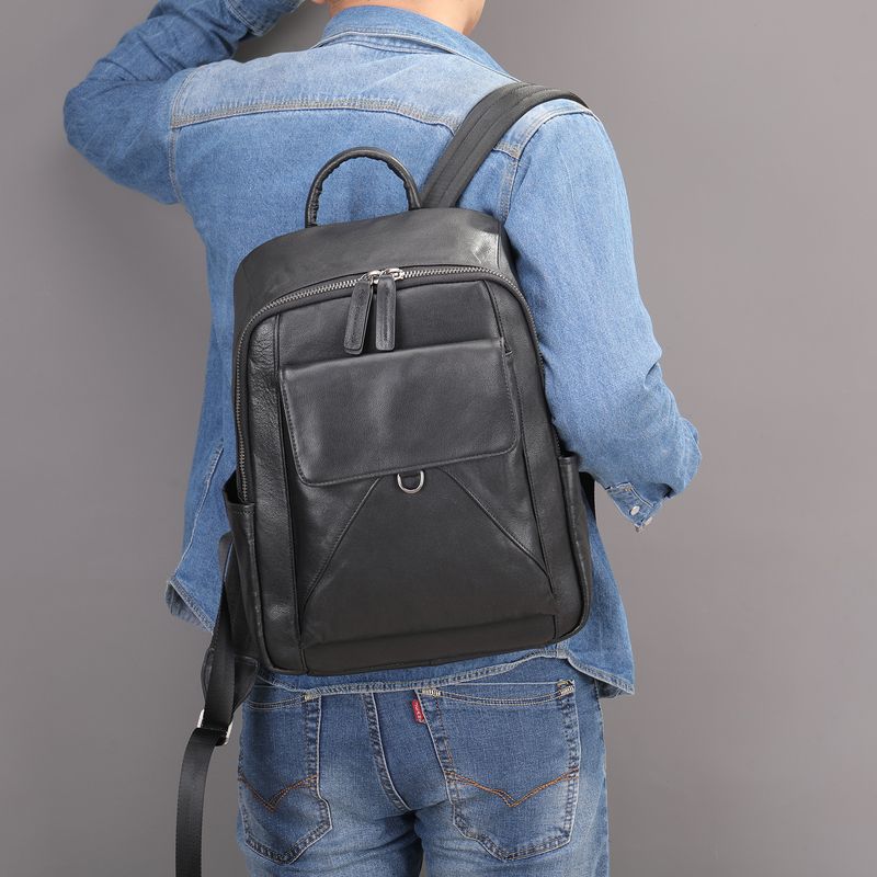Men's New Genuine Leather Backpack Business 15.6 Inch Computer Bag Rubbed Color Tree Paste Leather First Layer Cowhide Backpack_voghion.com