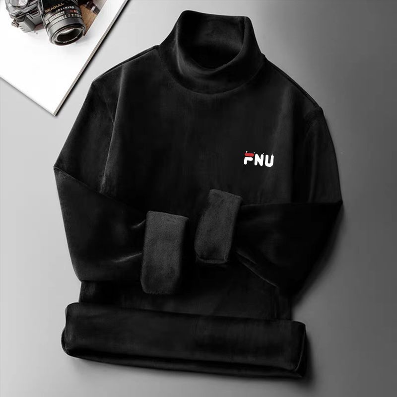 Heren dubbellaagse thermische trui met hoge hals, winterwarm fleece gevoerd coltrui met lange mouwen basislaag shirt voor mannen en vrouwen_voghion.com