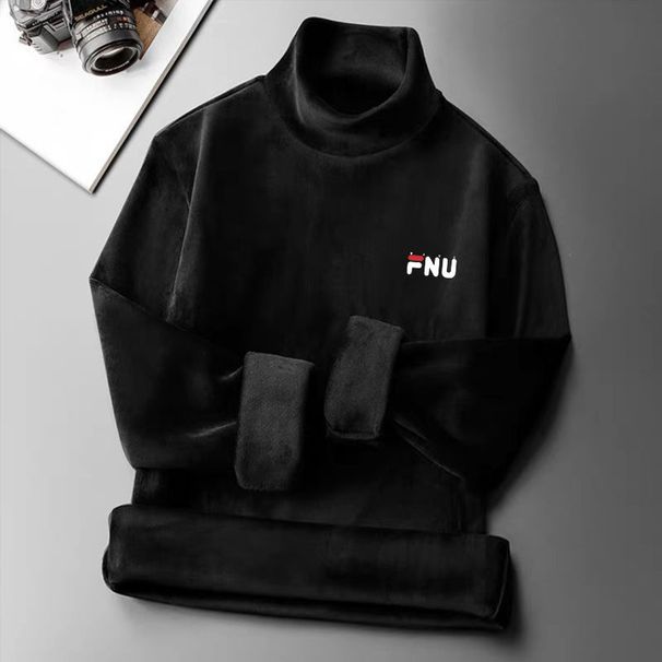 Heren dubbellaagse thermische trui met hoge hals, winterwarm fleece gevoerd coltrui met lange mouwen basislaag shirt voor mannen en vrouwen_voghion.com