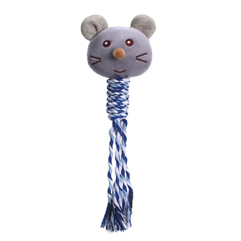 Dog Rope Toy Cotton Rope Plush Stuffed Animal Squeak Chew Toy Plush Toy For Dogs Tug-of-War Game Teething_voghion.com