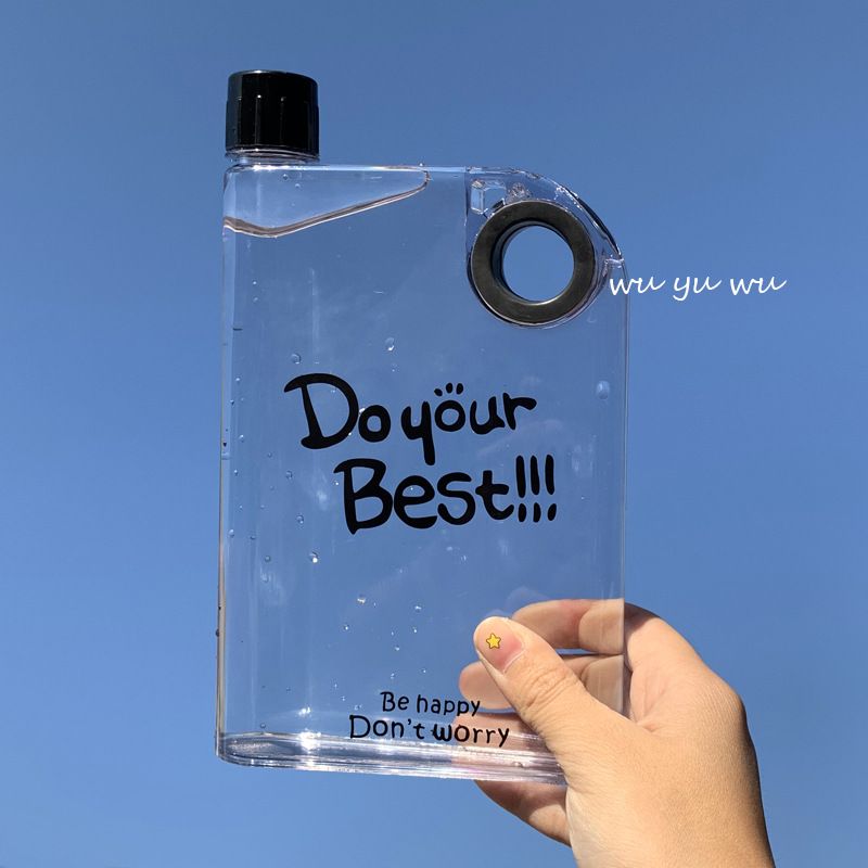 Creative a5 water Cup a6 paper plastic water Cup portable plastic leak-proof simple flat paper kettle with lid_voghion.com