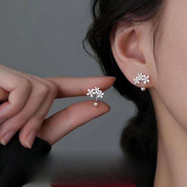 Orecchini a grappolo di fiori in stile foresta da donna, 2025, nuovi, delicati e dolci, per lobi forati, a spirale, in argento._voghion.com