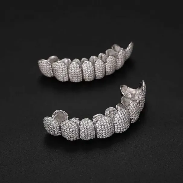 mouth Grills Exclusive Customization Moissanite Teeth Grillz Iced Out Hop Sier Decorative Braces Real Dia Bg Tooth_voghion.com