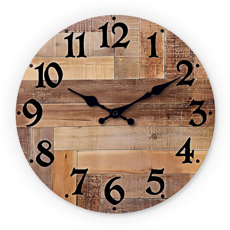Country Retro  Wood Grain Texture Wooden Living Room Bedroom Kitchen Home Decoration Wall Silent Quartz Clock_voghion.com