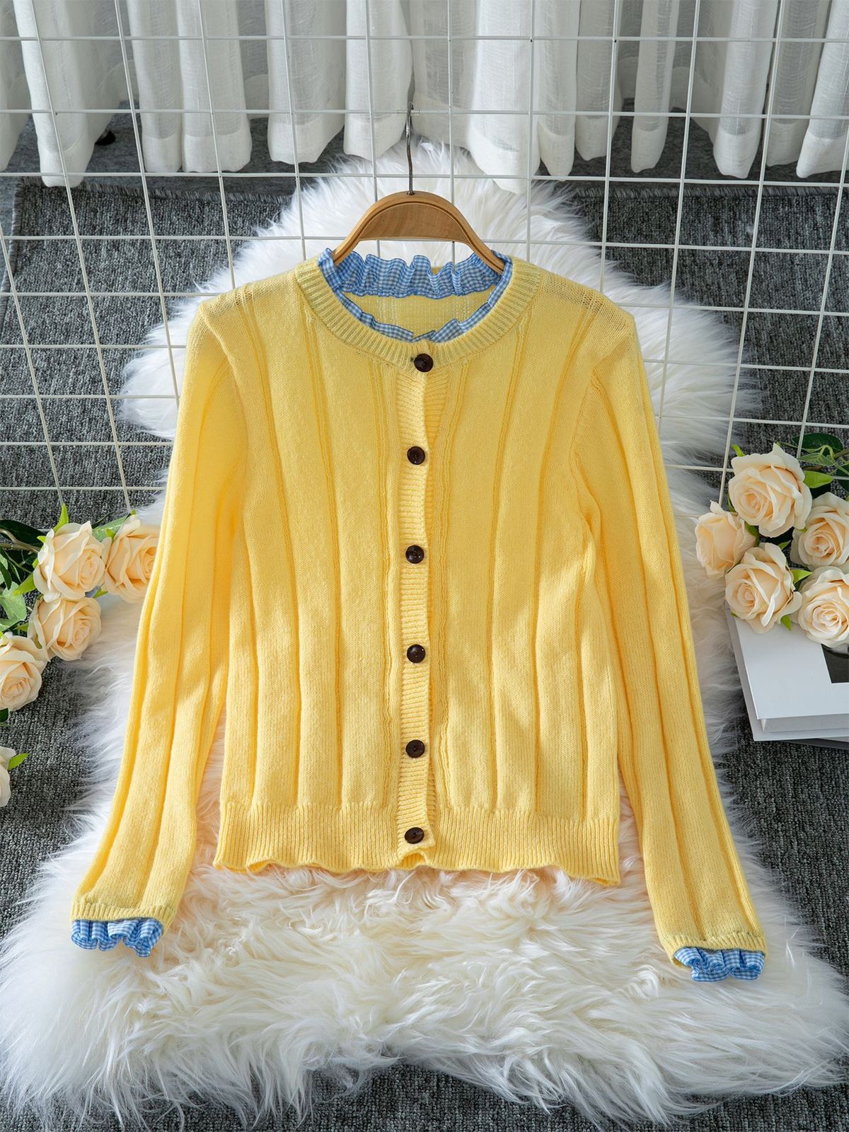 Women's Knitted Cardigan With Peplum Hem, Slim Fit Short Fall Jacket, Lightweight Open Front Sweater_voghion.com