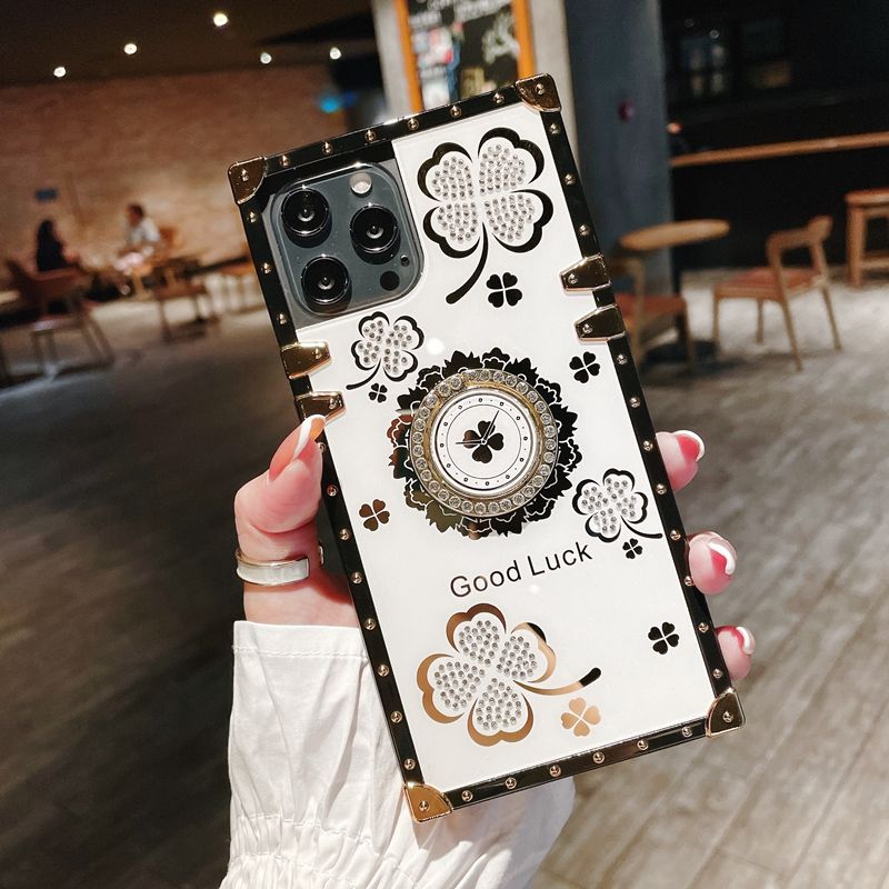 Luxury Diamond Case Xiaomi Redmi K40 K30 K20 10 9A 9C Note 10 9 8 Pro Max 10s 9s Square four-leaf clover Phone Cover wit_voghion.com
