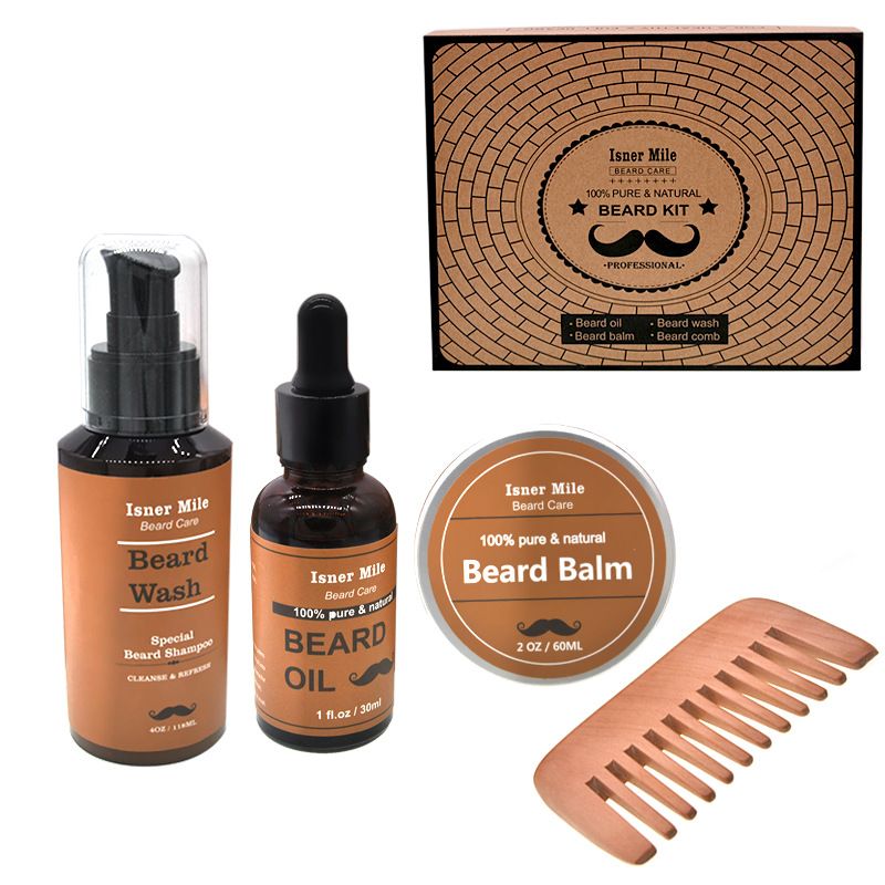 Set mit Teebaum pflegendem Waschwasser, Ölcreme, Geschenkbox, Bart-Set_voghion.com