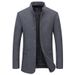 Men's Wool Blend Stand Collar Overcoat - Business Casual Winter Coat With Cotton Lining, Wrinkle-Free & Multi-Pocket Design_voghion.com