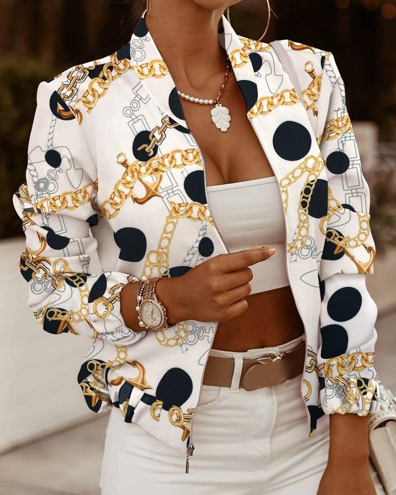 Women's Clothing New Zipper Decorated Long Sleeve Cardigan Jacket Small Jacket_voghion.com