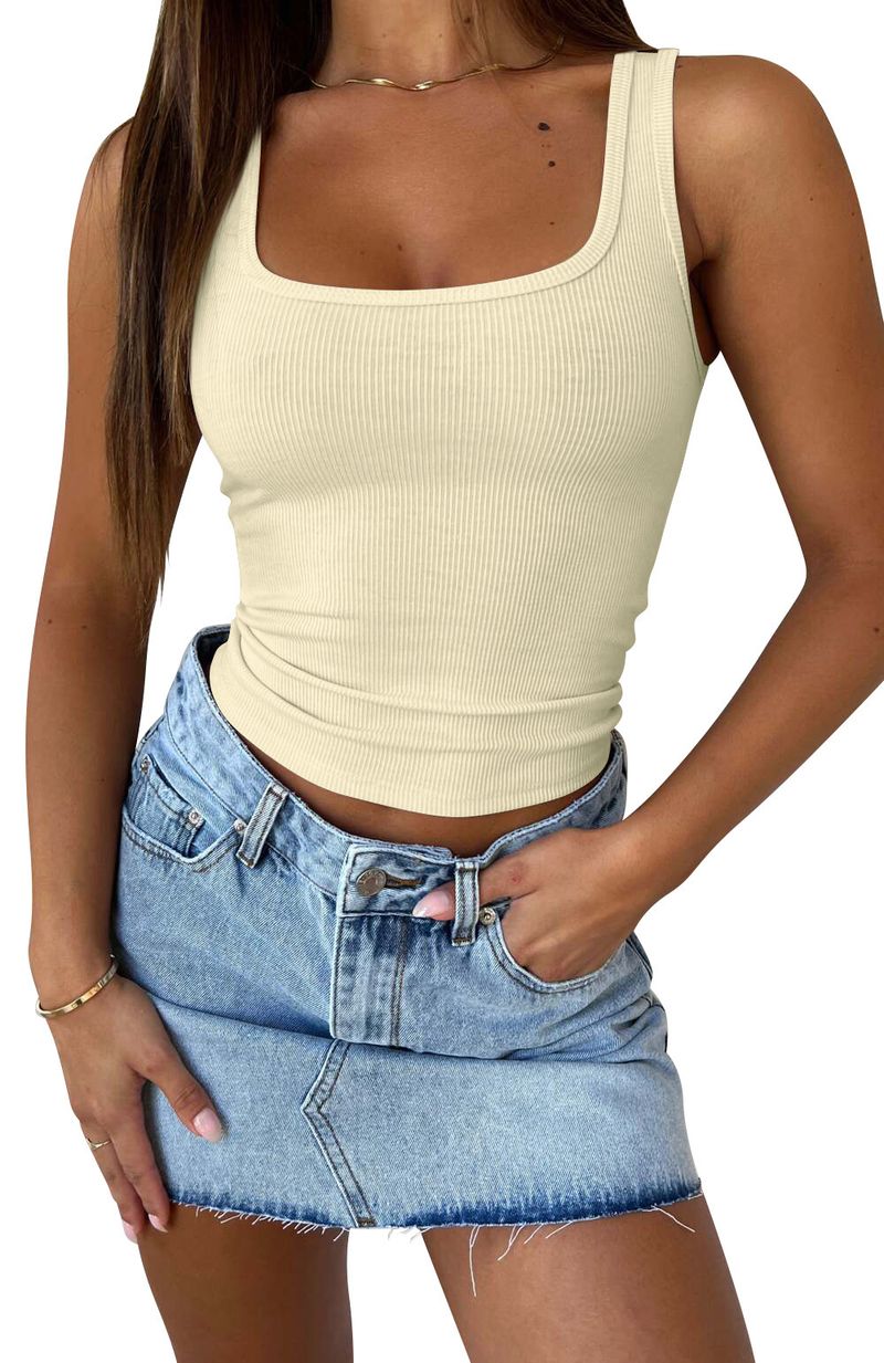 Cross Border Dameskleding Nieuwe Europese en Amerikaanse Sexy Y2K Slim Effen Kleur Hot Girl Zomer Geregen Vest_voghion.com
