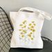 Flower Plant Floral Print Canvas Bag Shoulder Bag Fashion Hand Shopping Bag_voghion.com