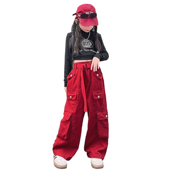 Girls' Overalls Set Autumn Children's Printed Letter-bottom Overalls Wide-leg Pants_voghion.com