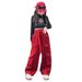 Girls' Overalls Set Autumn Children's Printed Letter-bottom Overalls Wide-leg Pants_voghion.com