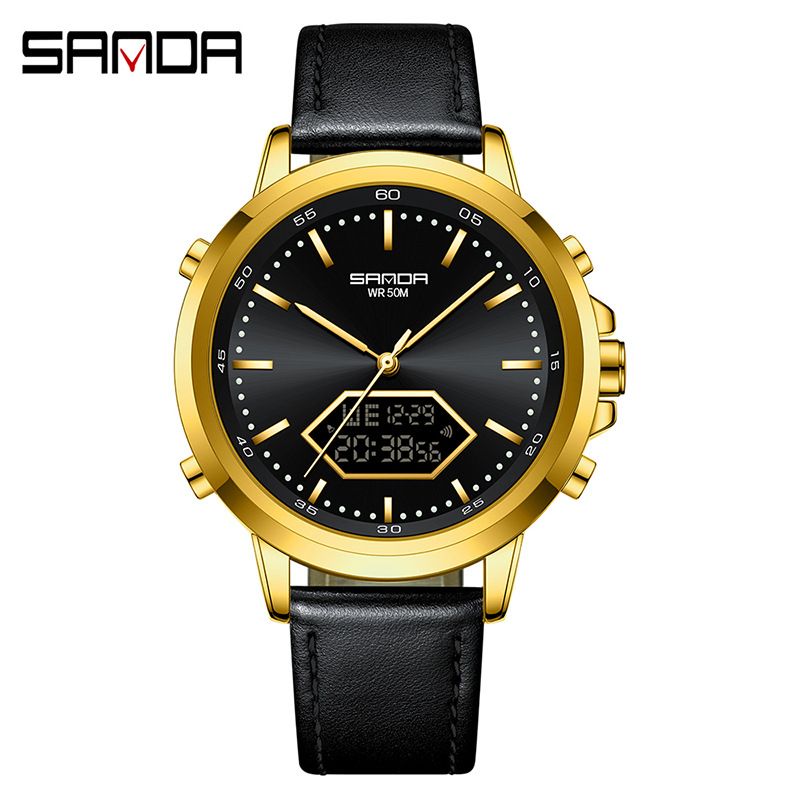 Stainless Steel Digital Analog Watch With LED Backlight, 50M Waterproof, Day/Date Display, Durable Outdoor Sport Watch For Casual & Active Wear_voghion.com
