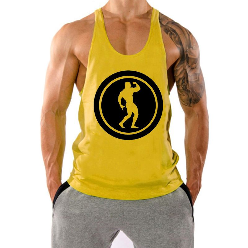 Canotta sportiva da uomo per corsa, allenamento muscolare, in cotone, senza maniche, per fitness_voghion.com