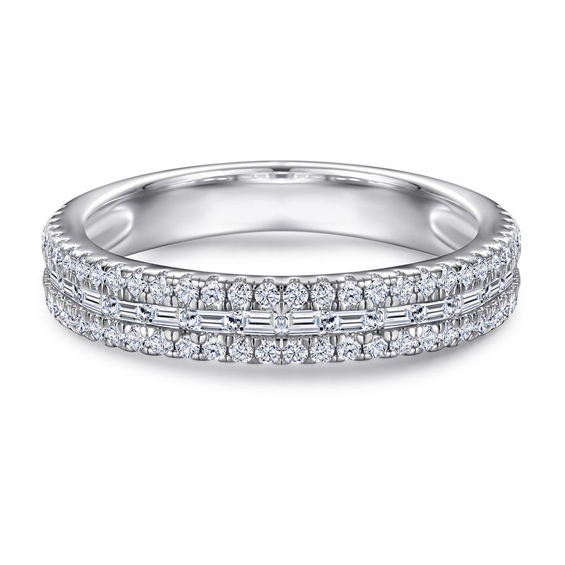 Damenschmuck Sterling Silber Kombinationsring Set Antrag Ehering Prinzessin Quadrat S925 Silber Ring Set_voghion.com
