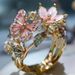 Ready Stock Damen Offen Verstellbar Rosa Vintage Mode Zarte Flash Diamant Tropfen Schmetterling Blume Ring Schmuck Geschenke Für Frau_voghion.com