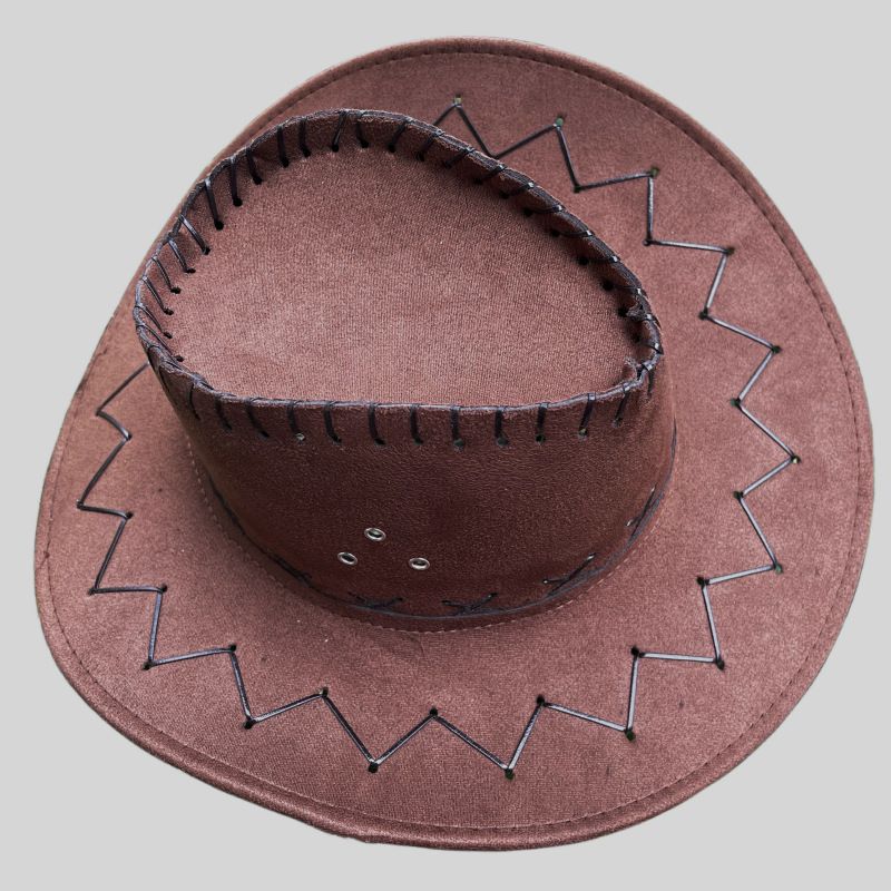 Western Cowboy Summer Unisex Protection Style Knight Wide Brim Beach Sun Hat Suede_voghion.com