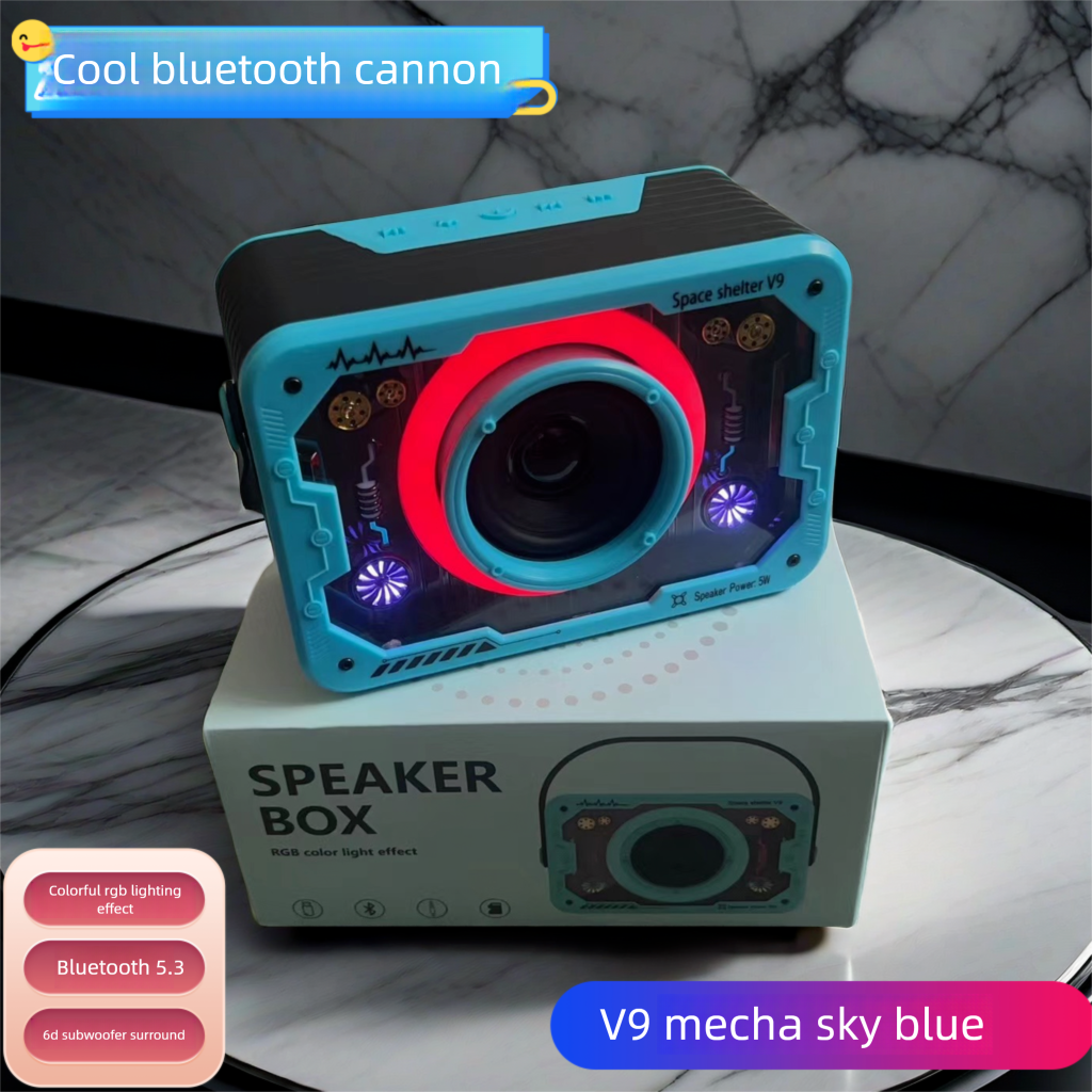 High-End Version Mecha Little Cannon Cool Colorful Lights Rechargeable Subwoofer Home Internet Celebrity Wireless_voghion.com