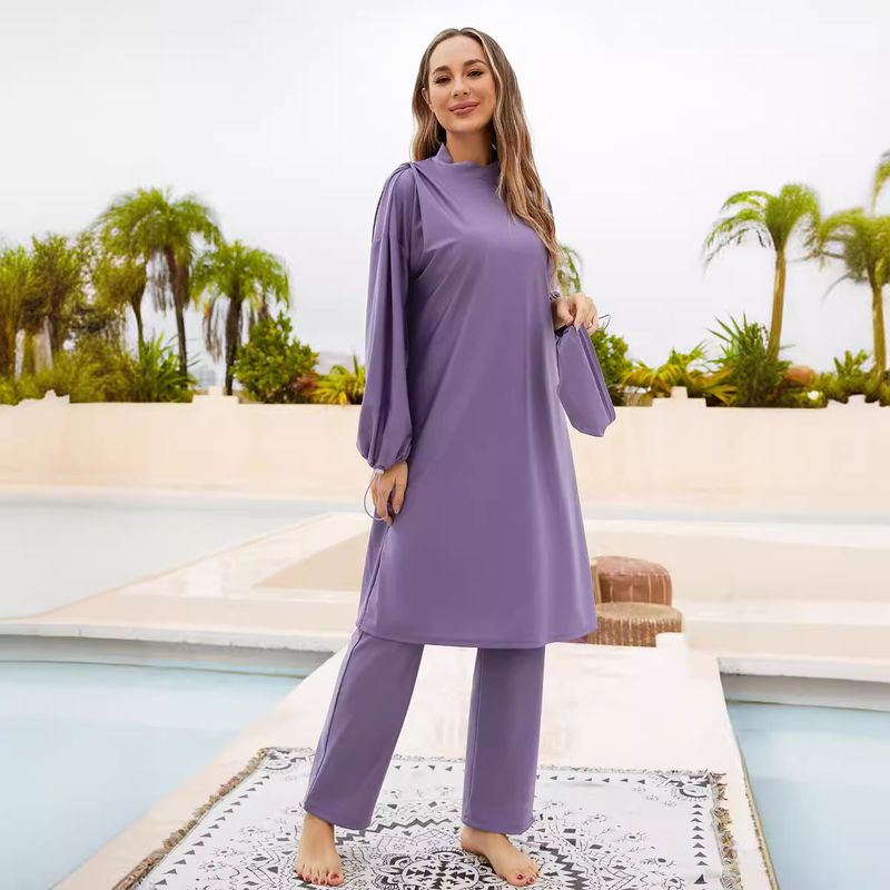 Women's Clothing Full Coverage Diving And Surfing Conservative Swimsuit Three Piece Set Hui Nationality Sunscreen Long Sleeved Split Swimsuit_voghion.com
