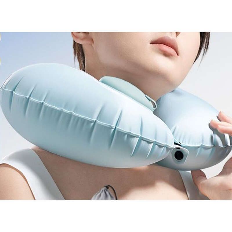 Cuscino gonfiabile a forma di U per l'estate, in seta di ghiaccio, con protezione anti-testa in giù, per il collo, portatile da viaggio_voghion.com
