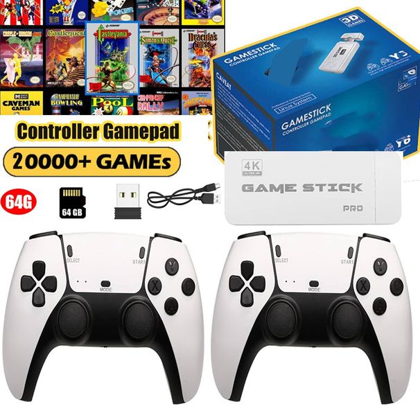 Plug-and-Play-Retro-Game-Stick-Konsole, über 20.000 Spiele, HDMI, 2 kabellose Controller_voghion.com