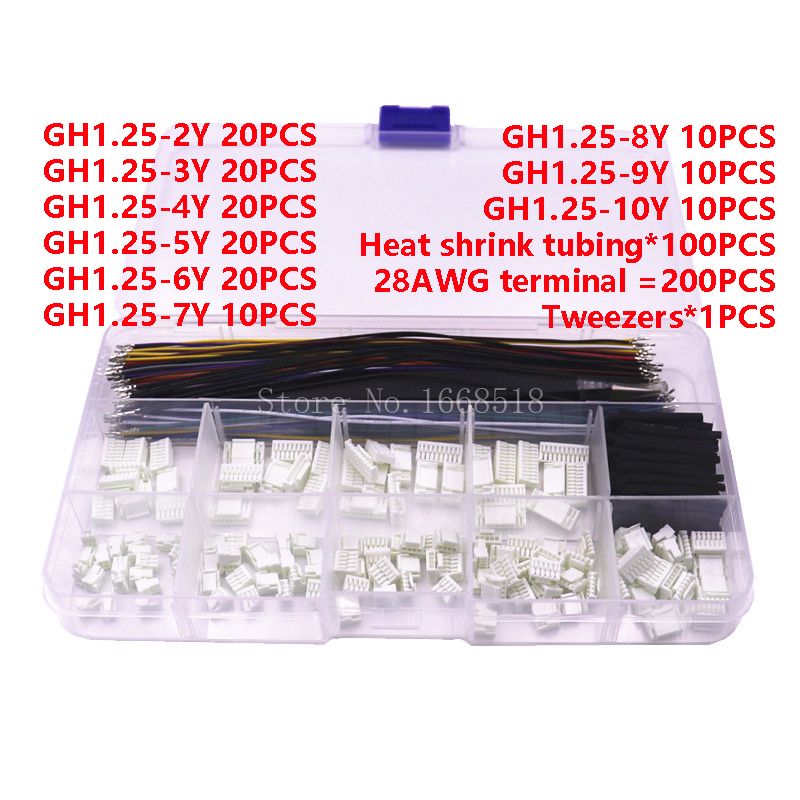 1,25 mm Steckerbuchsensatz mit vorgecrimptem Draht 2/3/4/5/6/7-poliges Gehäuse JST-Adapterkabel männlich und weiblich kompatibel_voghion.com
