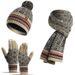 Winter Warm Suit Acrylic Knitted Wool Hat Scarf Three-piece Set_voghion.com