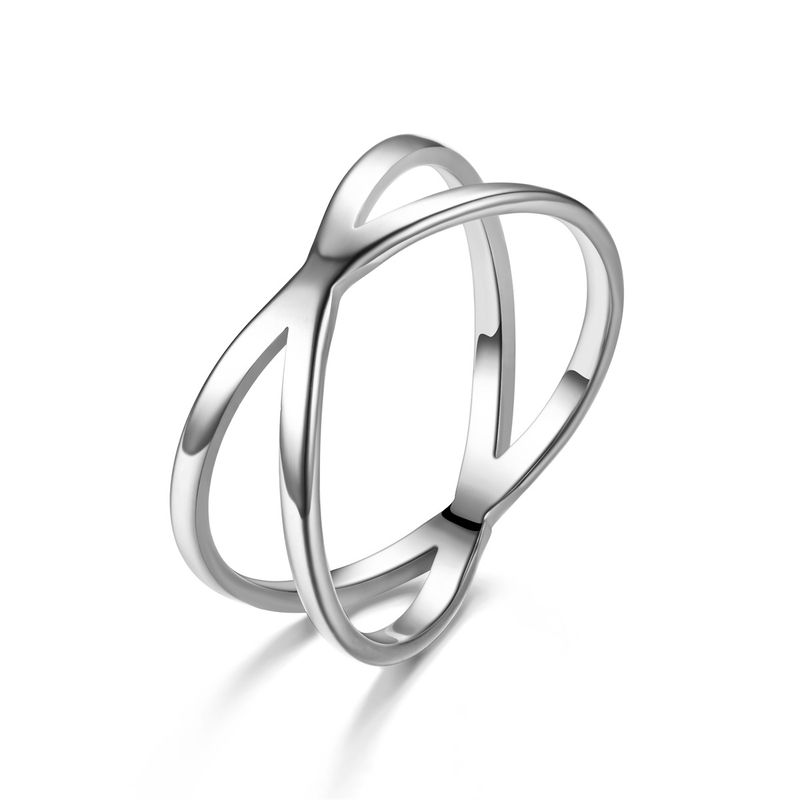 1 anello foderato incrociato in argento sterling da 1 pezzo, anello di dichiarazione semplice scavato Hip Hop per gioielli da donna_voghion.com