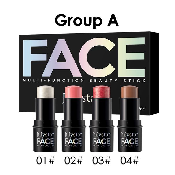 Rouge Populär Multifunktionell Contour Stick Fyrapack Highlighter Ljusgörande Contour Modification Naturlig Matt Rouge Stick Ansiktsmakeup_voghion.com