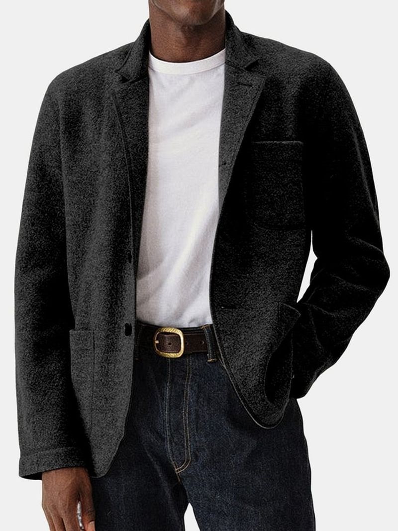​​Herren-Slim-Fit-Jacke aus Wollmischung – Klassischer einreihiger Mantel mit mehreren Taschen für den Herbst​​_voghion.com