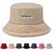 New Same Style Lamb Wool Fisherman Hat Women's Korean Edition Letter Embroidered Lamb Plush Hat Simple And Versatile Korean Edition_voghion.com