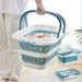 Foldable Collapsible Handled Laundry Basket Ellipse Oval Tub- Portable Washing Tub Space Saving Laundry Containers_voghion.com