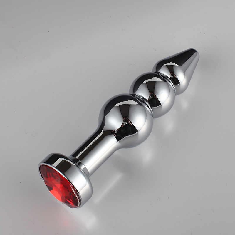 Plug Metall Anal Kristall Bottom Drill Butt Plug Anal Trainer für Anfänger 3 Perlen Anus Masturbator Erwachsene G_voghion.com