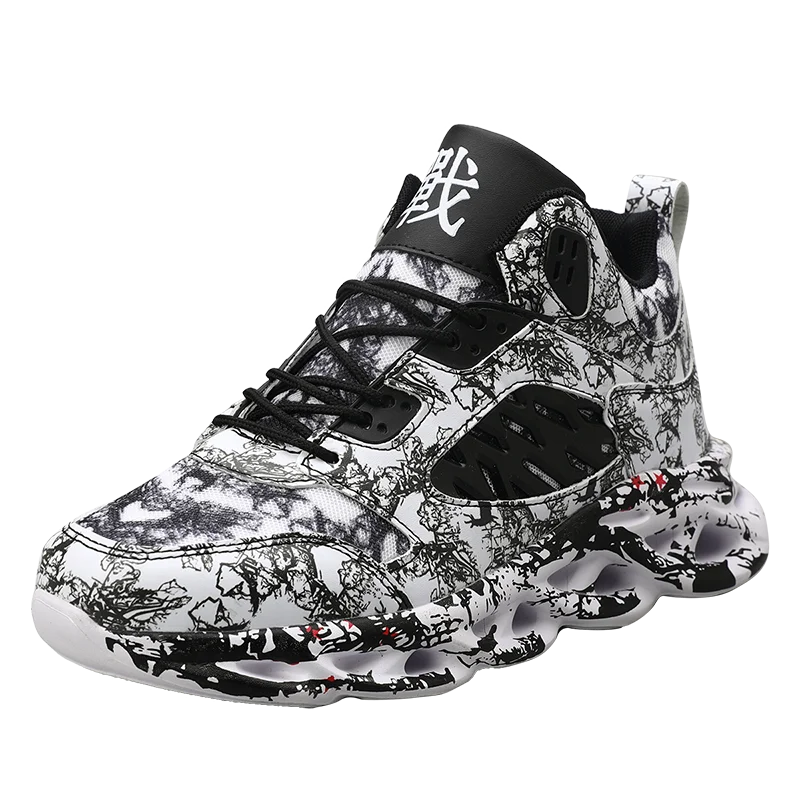 2023 Sports Superstar Fashion Print Wysokie, codzienne męskie wulkanizowane buty do biegania Graffiti Board_voghion.com