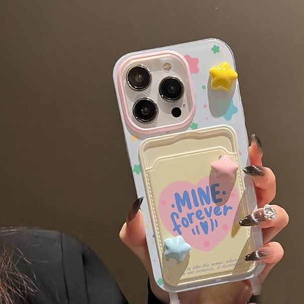 TechGlobe Heart-shaped English Compatible 15 Phone Case 14/13 Women's 13 Pro Max Neck Strap 11 Shockproof IPhone 12_voghion.com