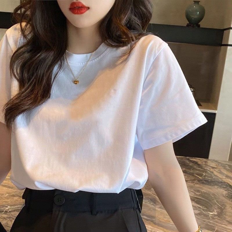T-shirt a maniche corte ampia con scollo tondo stampato da donna_voghion.com