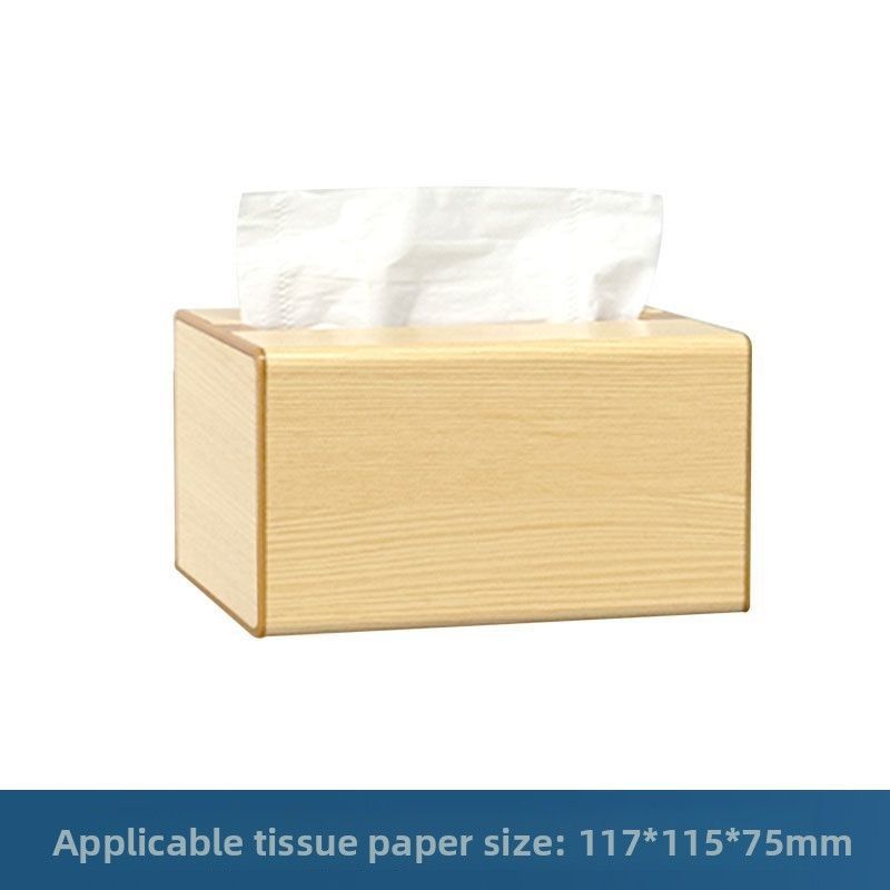 Muxin Zen High-end Creative Space Wood Grain Metal Tissue Box For Living Room Dining Table Homestay_voghion.com