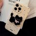 Polka dot cat bracket is suitable for iphone15 mobile phone case iphone 14pro max film 13 soft 12._voghion.com