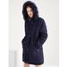 high-end women's cotton fleece mid-length black large size hooded cotton jacket warm fleece coat_voghion.com
