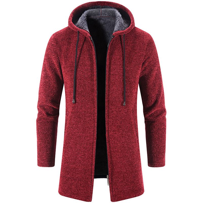 Stylische Strickjacke mit Fleecefutter für Herren – Gemütlicher Winter-Kapuzenpullover mit Sherpa-Kragen, locker sitzender Langarmpullover für den Alltag_voghion.com