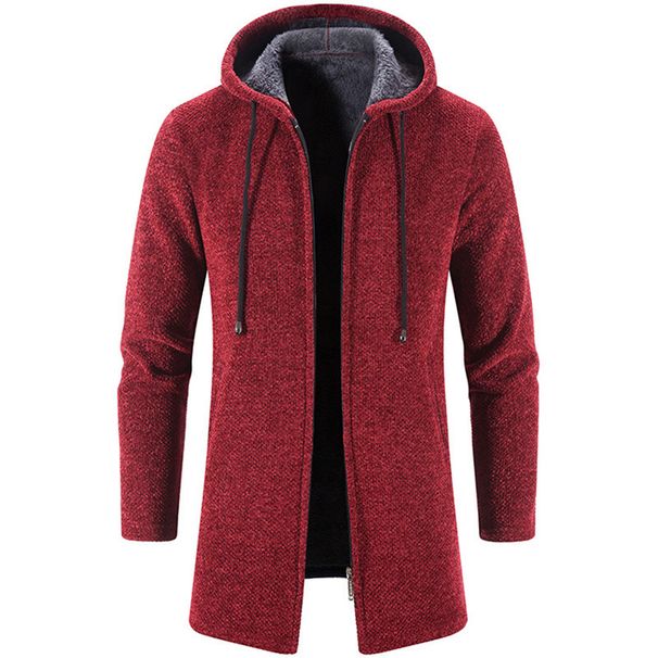 Stylische Strickjacke mit Fleecefutter für Herren – Gemütlicher Winter-Kapuzenpullover mit Sherpa-Kragen, locker sitzender Langarmpullover für den Alltag_voghion.com