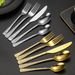 Tree Handle Stainless Steel Creative Hammer Pattern Western Steak Knife Fork Spoon Cutlery Set_voghion.com