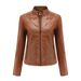 Damska kurtka skórzana na co dzień, cienka kurtka typu biker z długim rękawem_voghion.com