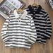 Polo a maniche lunghe per bambini - Classica maglia a righe in misto cotone con colletto - Casual ed elegante per bambini più grandi (8+ anni, 110-170 cm)_voghion.com