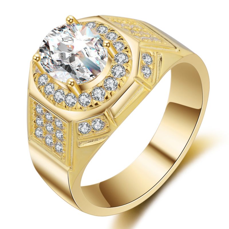 MJZ030 Version Taubenei Simulation Big Man Diamond Herren Extravaganter vergoldeter Zirkonring_voghion.com