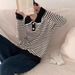 Stripe contrasting sweater Korean version POLO collar lace edge 2024 spring new style pullover fashionable versatile_voghion.com