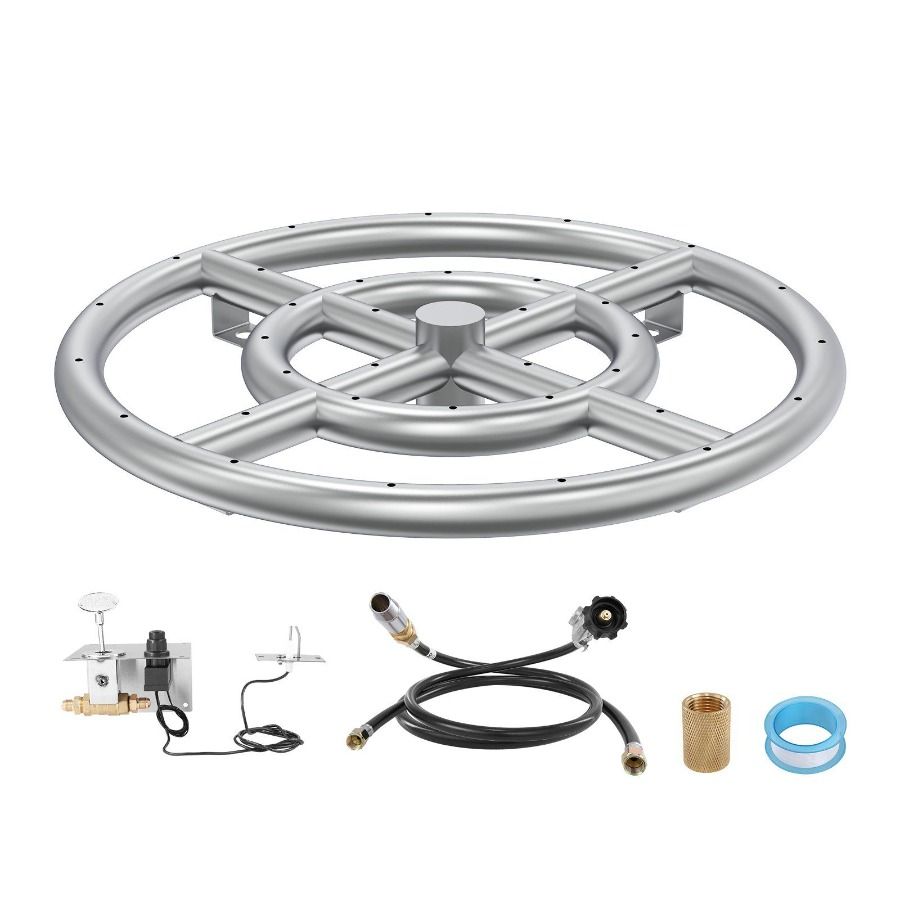 Propane With Fire Fire Gas Steel Burner Stainless Dropin Pan 12 Kit Indoor 92 Pit Pit For Inch Natural 000 BTU Fire Pan Round_voghion.com