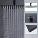 Matte Black 12 inches Rain Shower Faucet Sets with Waterfall Tub Spout and Handheld Shower Head_voghion.com