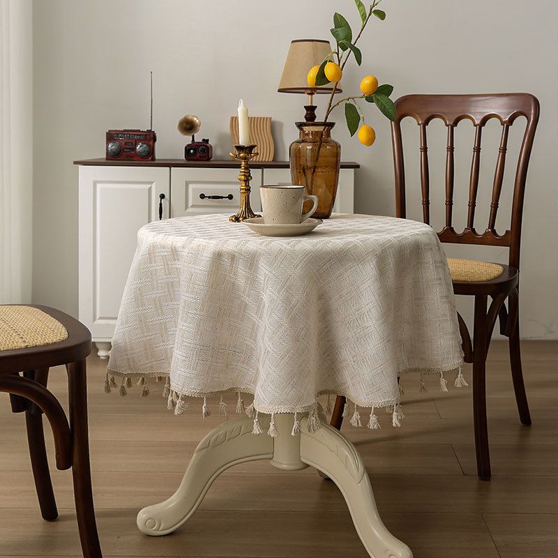 Toalha de mesa redonda de tecido de algodão e linho de alta qualidade, toalha de mesa de centro estilo japonês, toalha de mesa de alto valor_voghion.com